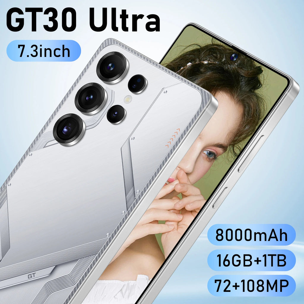 GT30 Ultra 5G LTE Smartphone 7.3inch 16GB+1TB 10-Core Dual SIM CDMA 108MP Facial Recognition