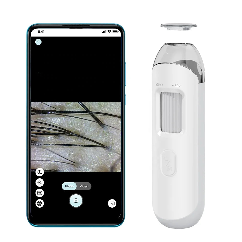 HD500X Professional Hair Testing Magnifying Glass with Camera Home Use WIFI Scalp Analyzer Follicle Hair Detector