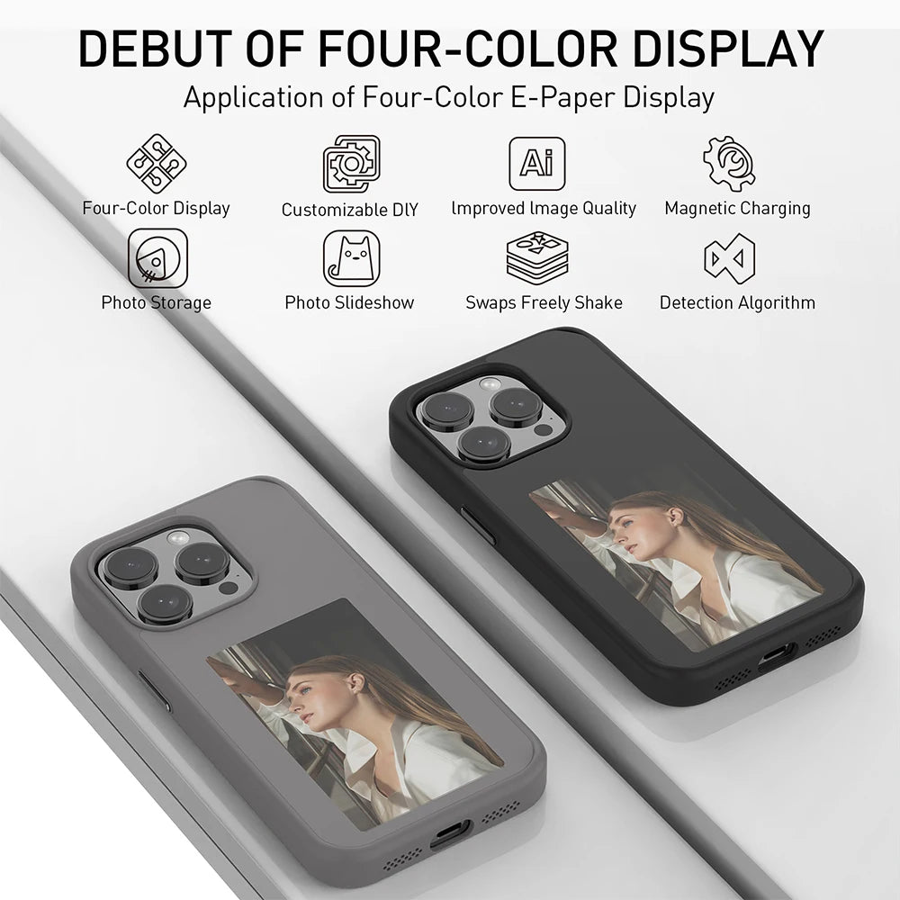 NFC Phone Case Wholesale LED Smart E Ink Screen Phone Cases PC Cover for iPhone NFC 13 14 15 16 Pro Max DIY Phone Display case