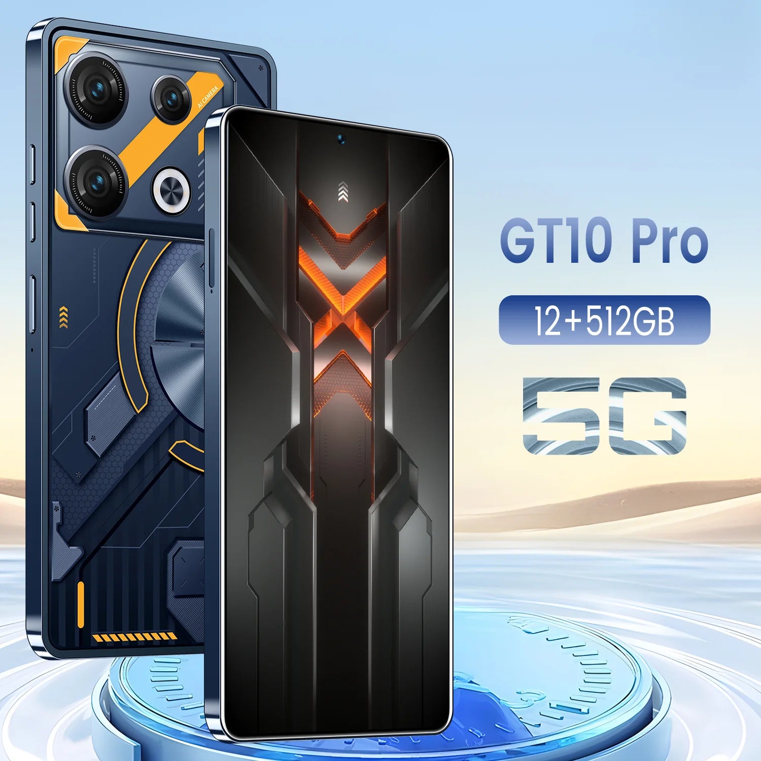 Wholesale GT10 Smartphones Deca Core CPU 108MP Rear Camera 144Hz HD Display Dual SIM Card Android 13 Hot Selling 12GB+512GB LTE