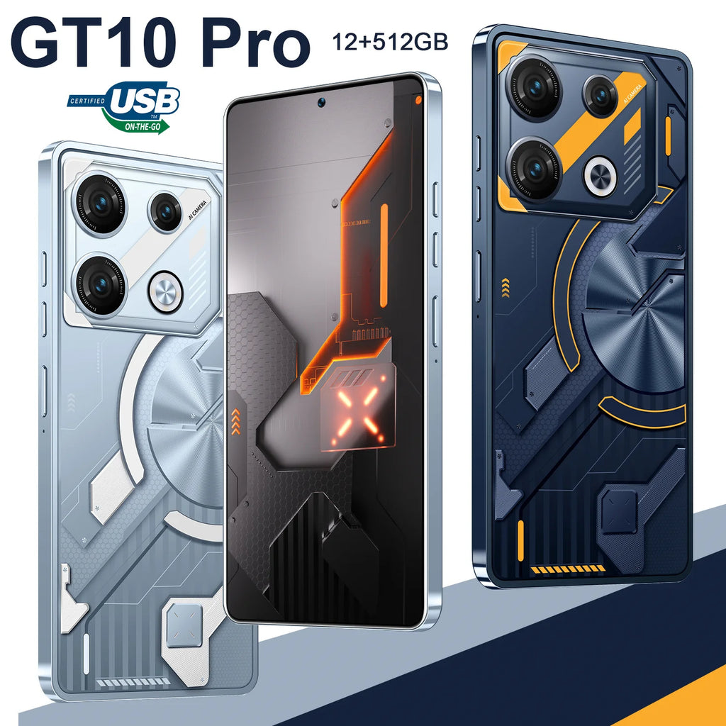 Wholesale GT10 Smartphones Deca Core CPU 108MP Rear Camera 144Hz HD Display Dual SIM Card Android 13 Hot Selling 12GB+512GB LTE
