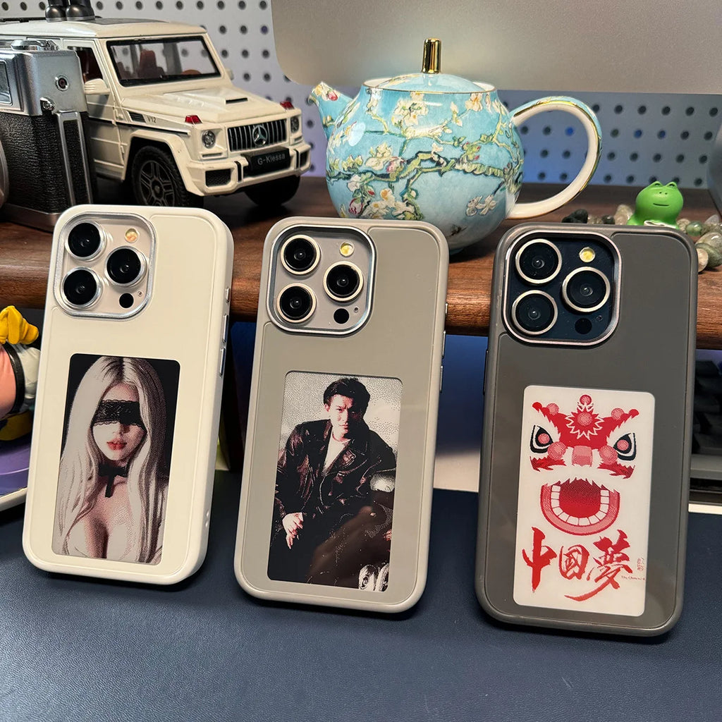 NFC Phone Case Wholesale LED Smart E Ink Screen Phone Cases PC Cover for iPhone NFC 13 14 15 16 Pro Max DIY Phone Display case
