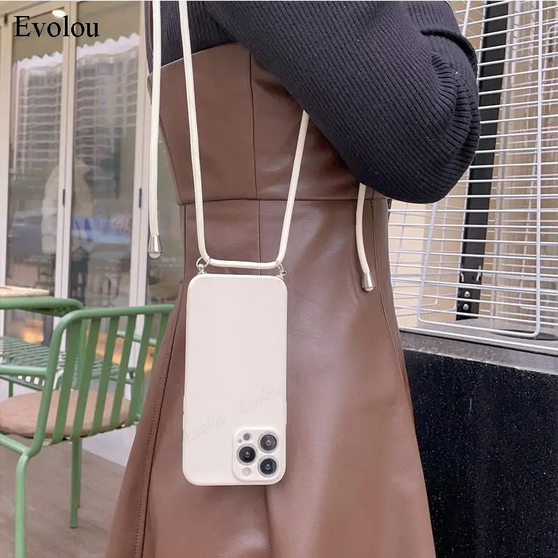 Liquid Silicone Crossbody Lanyard Case For Nothing Phone 2 One 1 Lens Protection TPU Shockproof Cover For Nothing Phone Two One