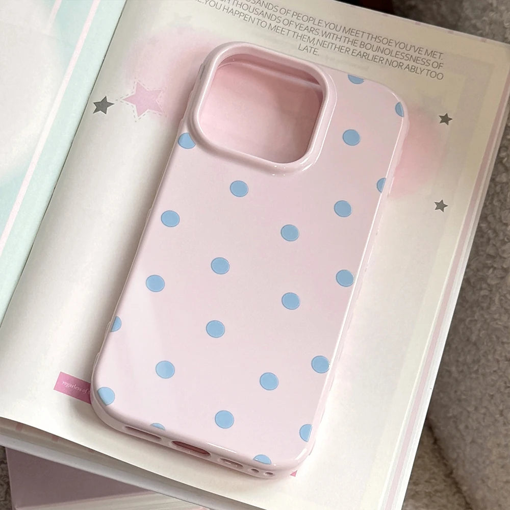INS Lovely Polka Dot Cute Soft Phone Case for iPhone