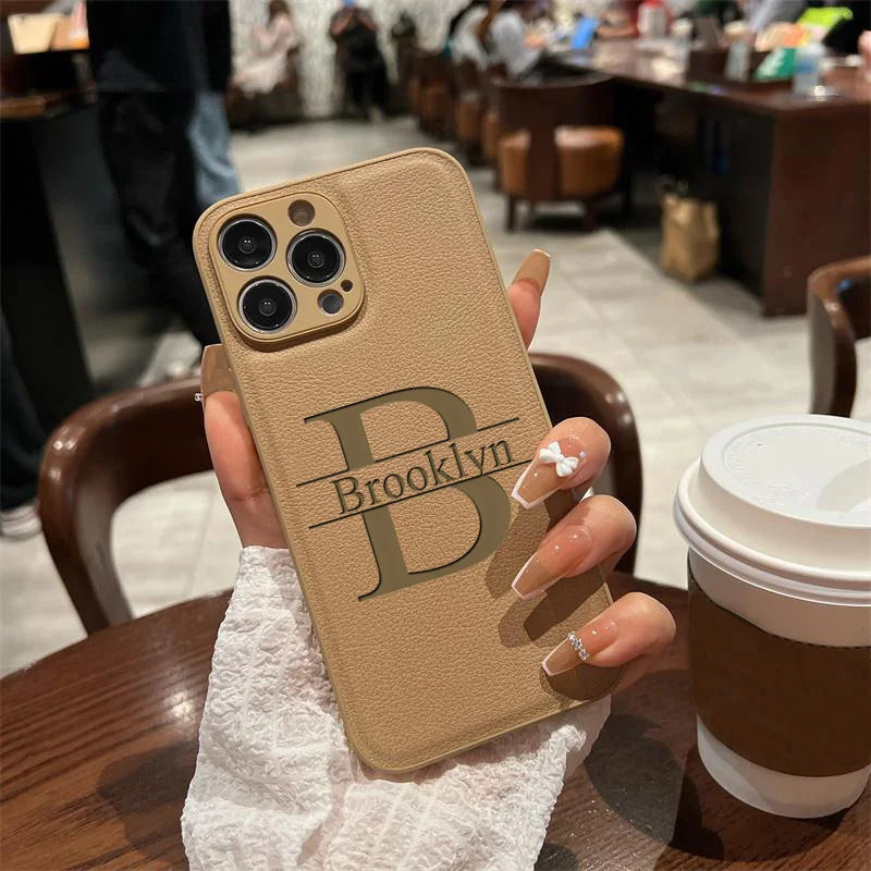 Personalized Name DIY Phone Case for iPhone 16 15 14 13 12 11 Pro Max Plus Customizable Big Letter Engraved Fashion Gift Cover