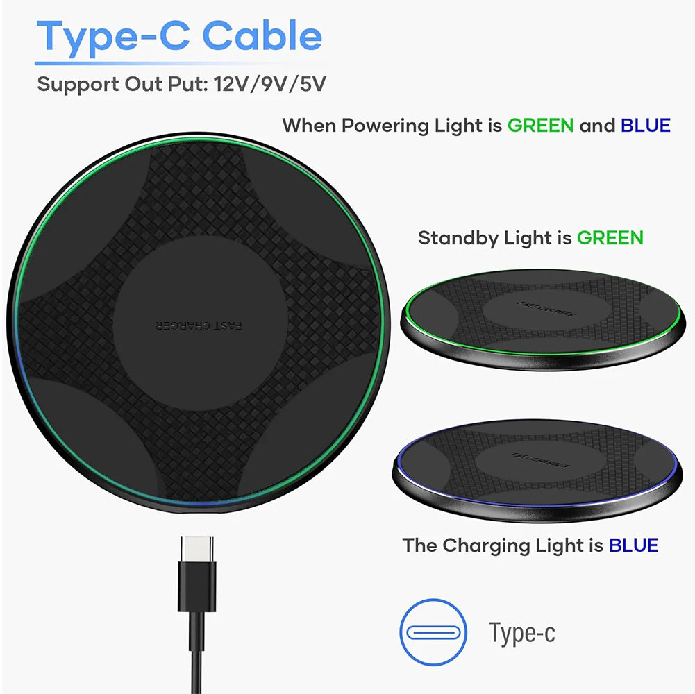 Wireless Charger Pad Type C Portable Induction