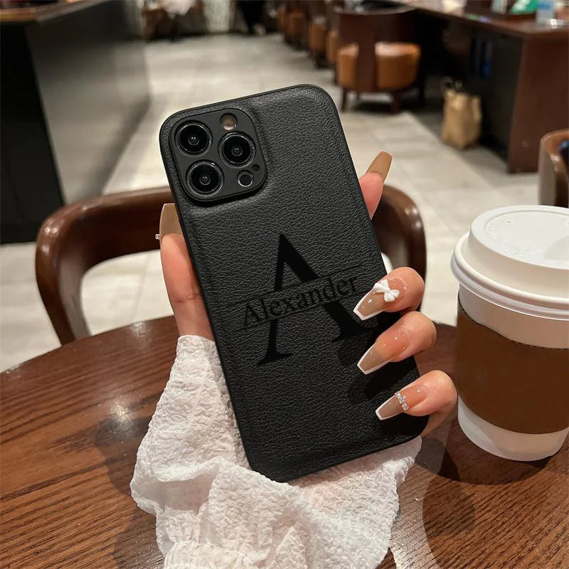 Personalized Name DIY Phone Case for iPhone 16 15 14 13 12 11 Pro Max Plus Customizable Big Letter Engraved Fashion Gift Cover