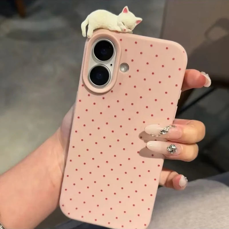 Korea Lovely Polka Dot Pattern Soft Phone Case For iPhone