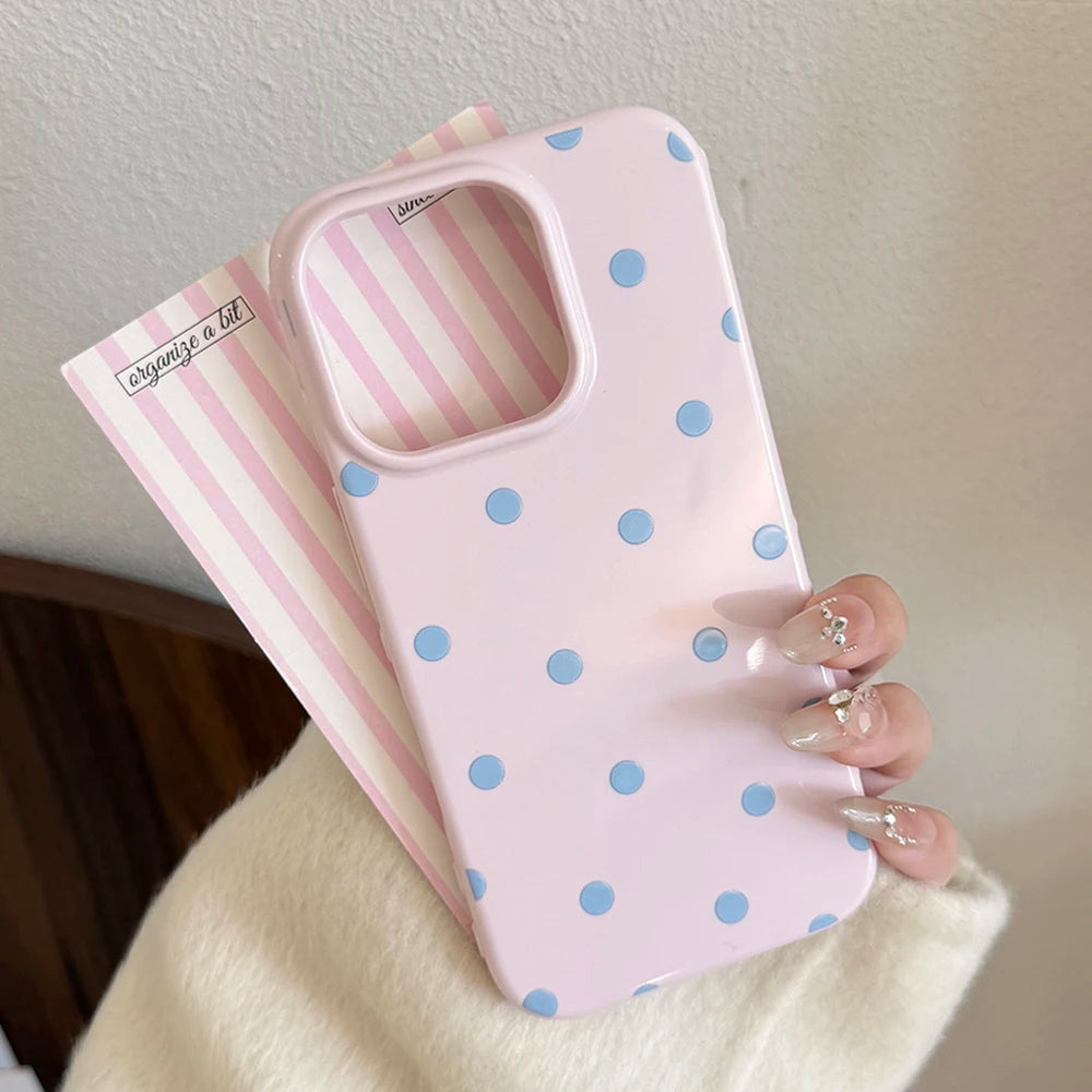 INS Lovely Polka Dot Cute Soft Phone Case for iPhone