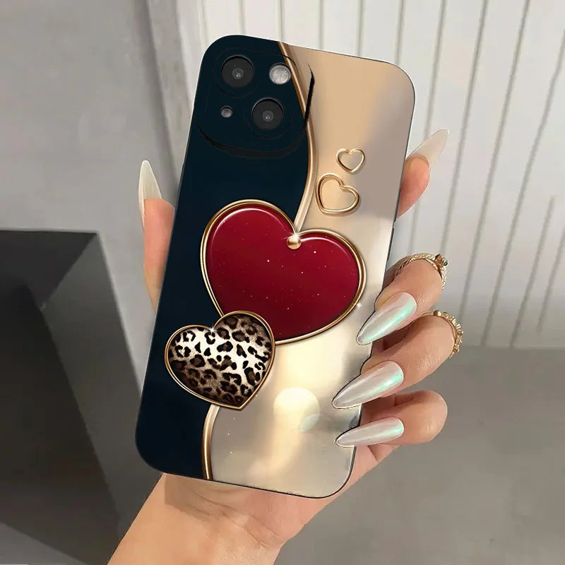 Purple Heart-Shaped Design TPU Phone Case For iPhone