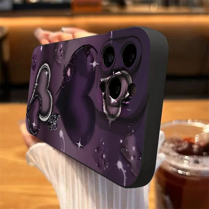 Purple Heart-Shaped Design TPU Phone Case For iPhone