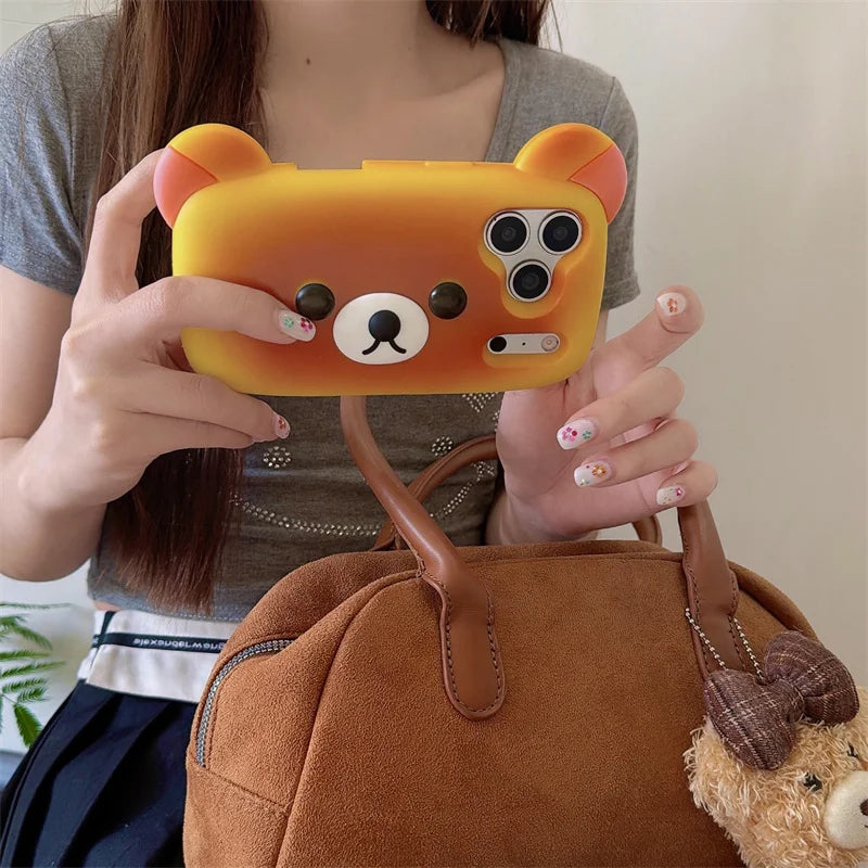 Phone case suitable for iPhone | Funny burnt bread bear | Silicone cartoon | Gift style | Phone case 13 14 15 16 17 Pro Max