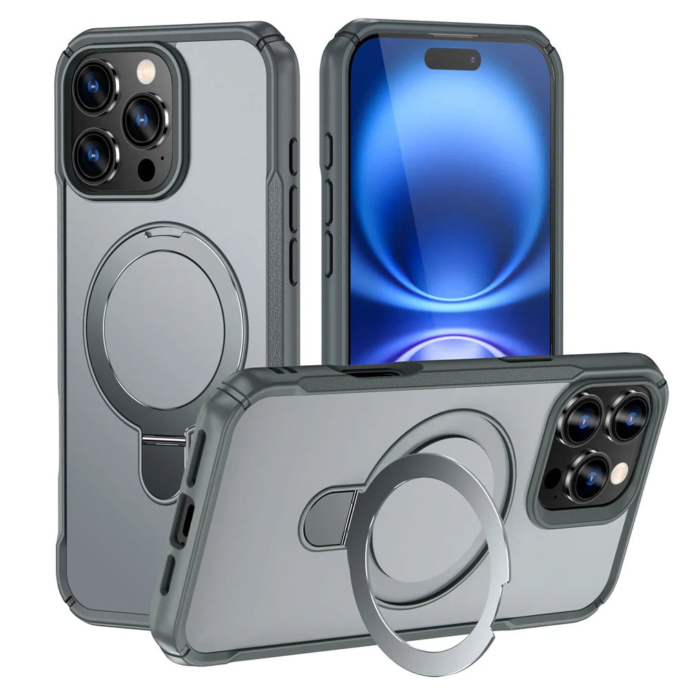 For Magsafe Wireless Charge Fold Magnetic Stand Phone Case For iPhone