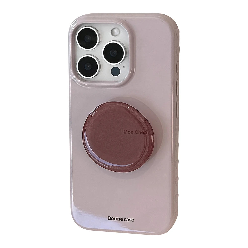 Cute Purple Phone Case for IPhone 13 15 14 16 17 Pro Max Shockproof Protective Lovely Soft Back Cover with Stand Holder Bracket