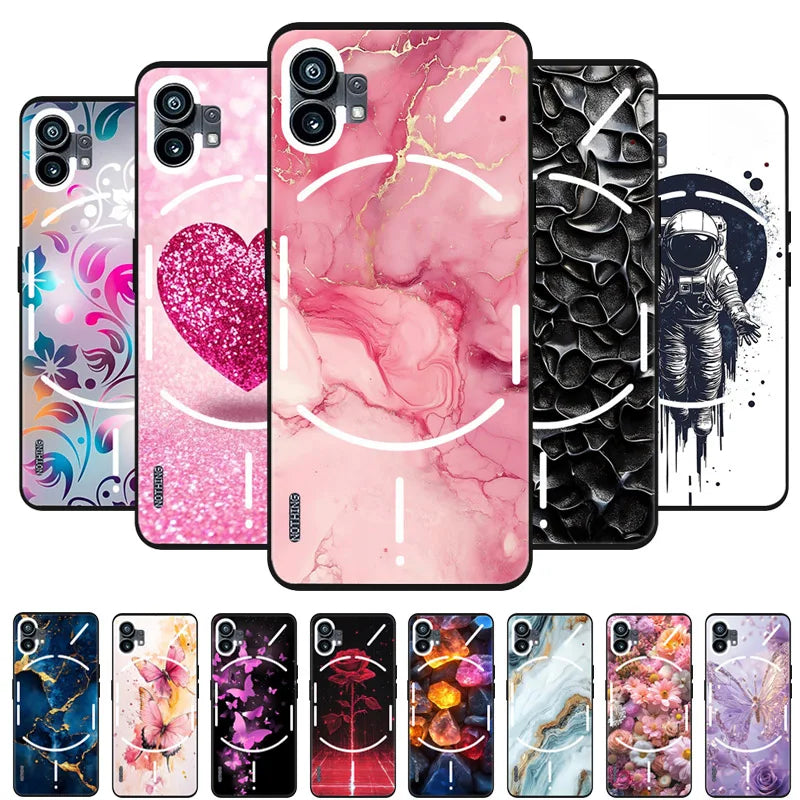 For Nothing Phone 2 1 Two One Case Marble Painted Soft Matte Silicone Back Cover For Nothing Phone2 Phone1 2 3 Full Phone Shell