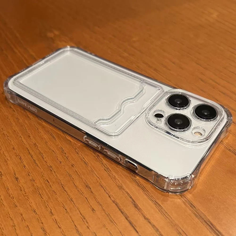 Transparent Card Bag Holder Phone Case For iPhone 17 Pro Max 11 12 13 14 15 16 Pro Max Air 7 8 Plus XR XS SE 2020 SE 2022 Cover