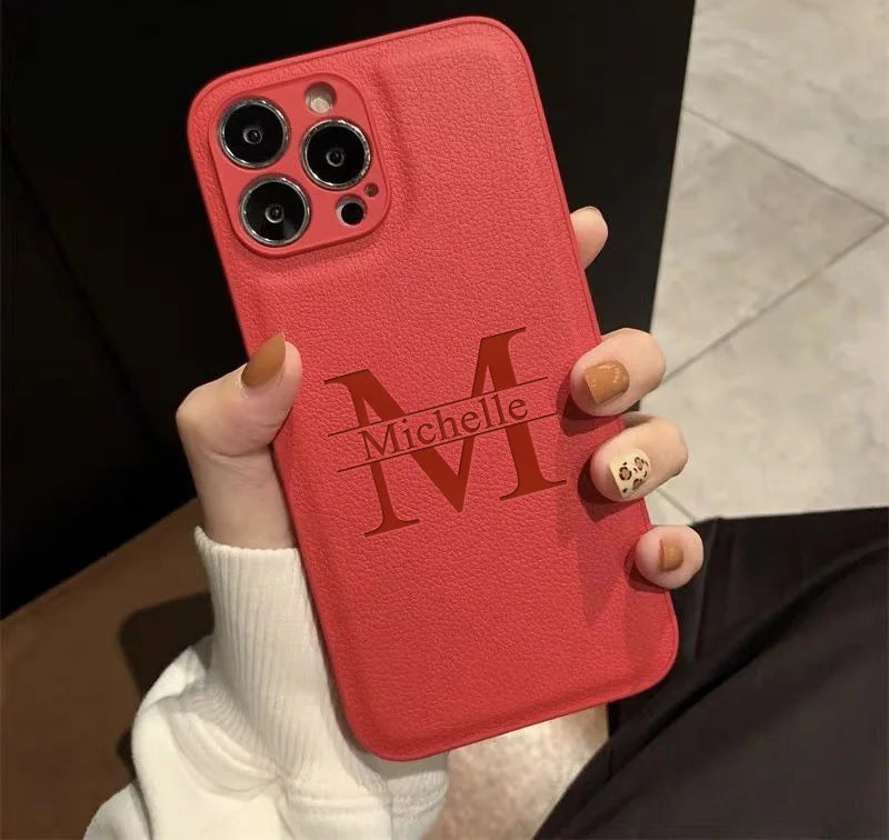 Personalized Name DIY Phone Case for iPhone 16 15 14 13 12 11 Pro Max Plus Customizable Big Letter Engraved Fashion Gift Cover