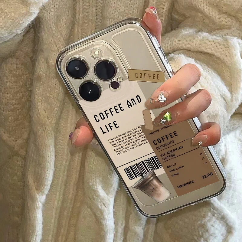 Coffee Phone Cases For iPhone 16 15 14 13 12 11 Pro Max XR 8 7 Plus 13 12 Mini Soft Transparent Cover
