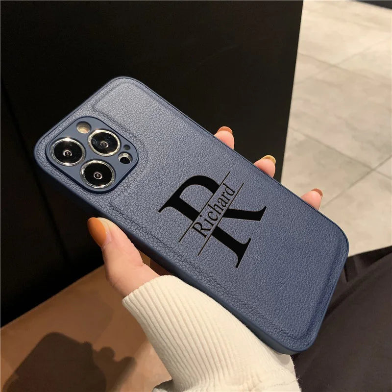 Personalized Name DIY Phone Case for iPhone 16 15 14 13 12 11 Pro Max Plus Customizable Big Letter Engraved Fashion Gift Cover