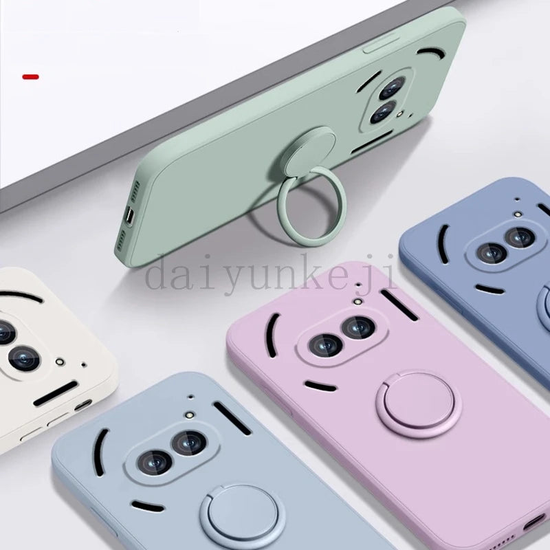 Liquid Silicone Case For Nothing Phone 2 1 3 2A CMF 2 Pro Soft Cover Shockproof Phone Case with Holder Screen Protector Film