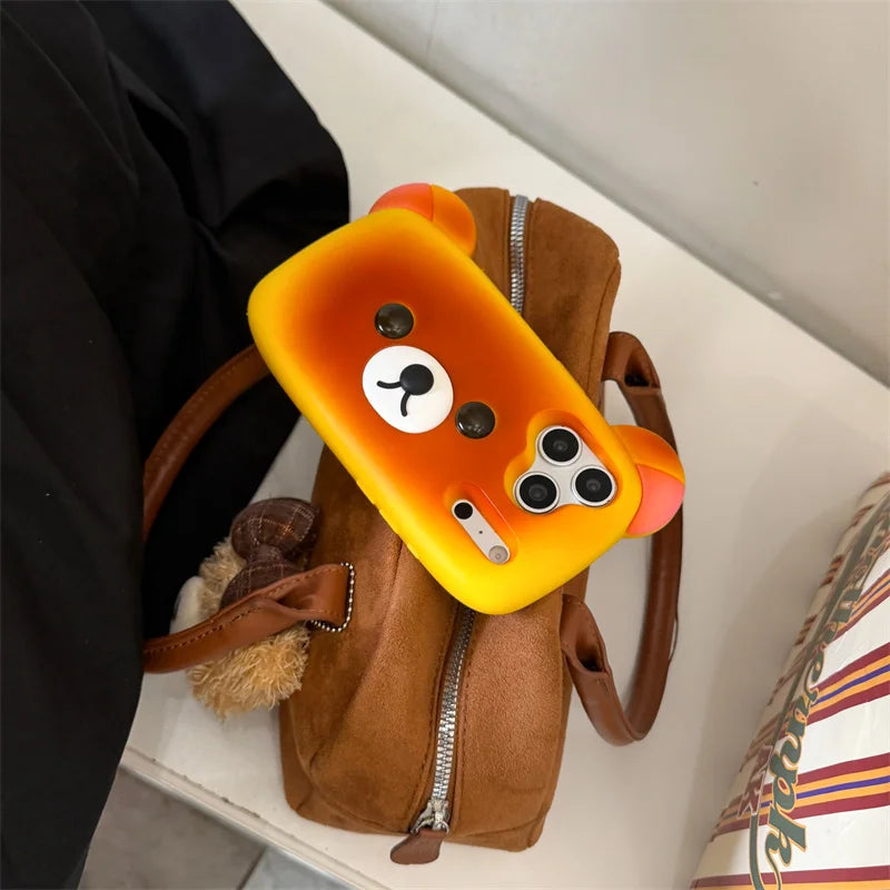 Phone case suitable for iPhone | Funny burnt bread bear | Silicone cartoon | Gift style | Phone case 13 14 15 16 17 Pro Max