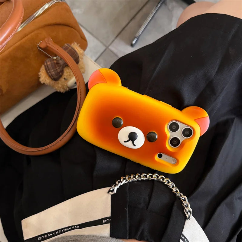 Phone case suitable for iPhone | Funny burnt bread bear | Silicone cartoon | Gift style | Phone case 13 14 15 16 17 Pro Max
