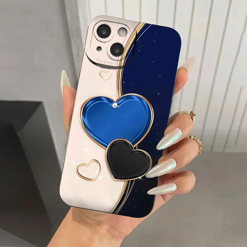 Purple Heart-Shaped Design TPU Phone Case For iPhone