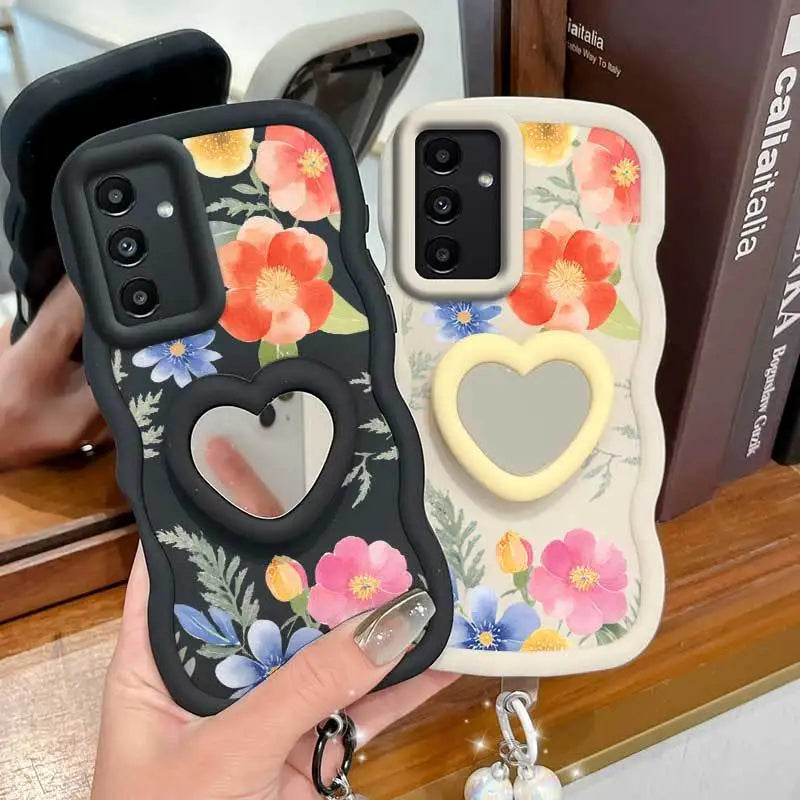 Pinkish-colored Flowers Phone Case+Lanyard+Stand Phone Case for Samsung Galaxy