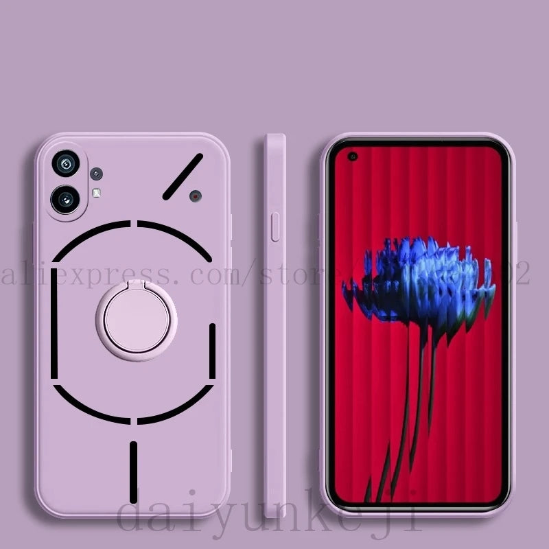 Liquid Silicone Case For Nothing Phone 2 1 3 2A CMF 2 Pro Soft Cover Shockproof Phone Case with Holder Screen Protector Film