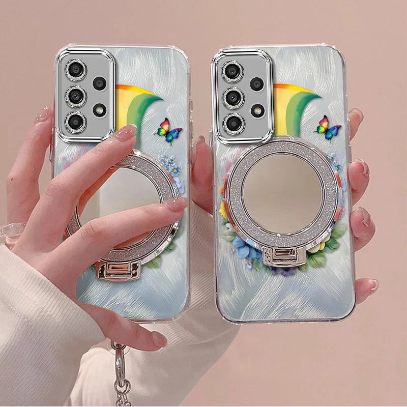 3pcs( Beautiful rainbow Phone Case+Lanyard+Stand) For Samsung Galaxy