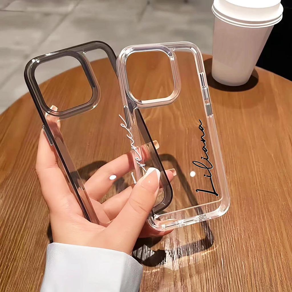  Personalized Custom Name DIY Phone Case For iPhone 17 16 15 14 13 12 11 Pro Max Plus Clear Soft TPU Case Shockproof 17 Air