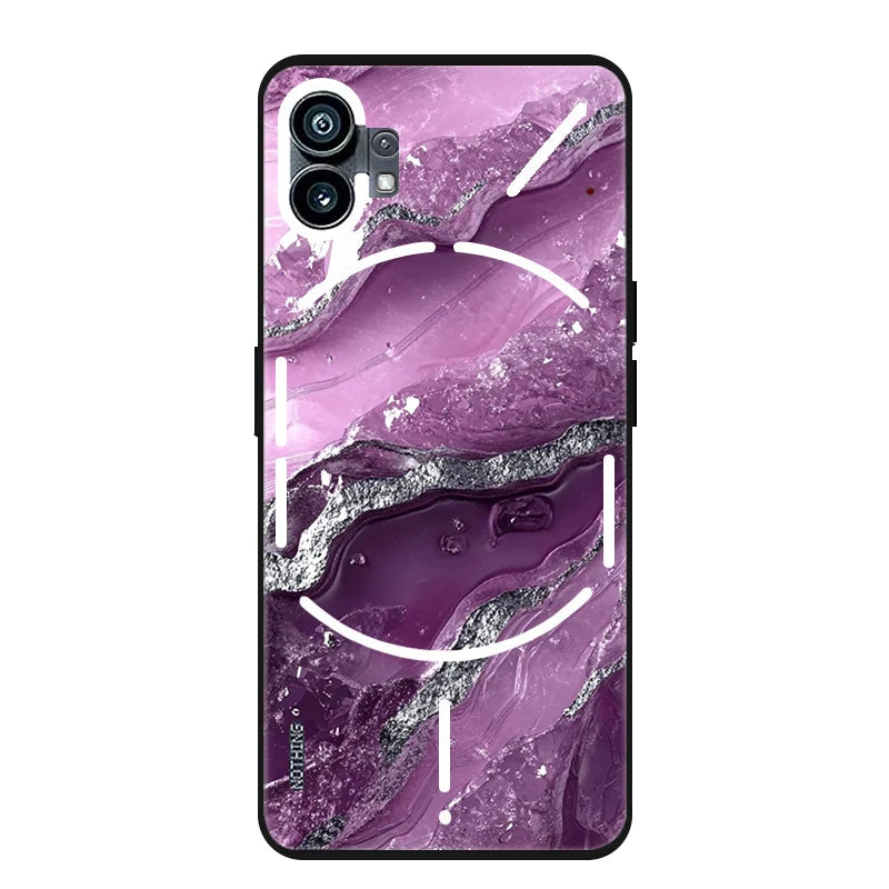 For Nothing Phone 2 1 Two One Case Marble Painted Soft Matte Silicone Back Cover For Nothing Phone2 Phone1 2 3 Full Phone Shell