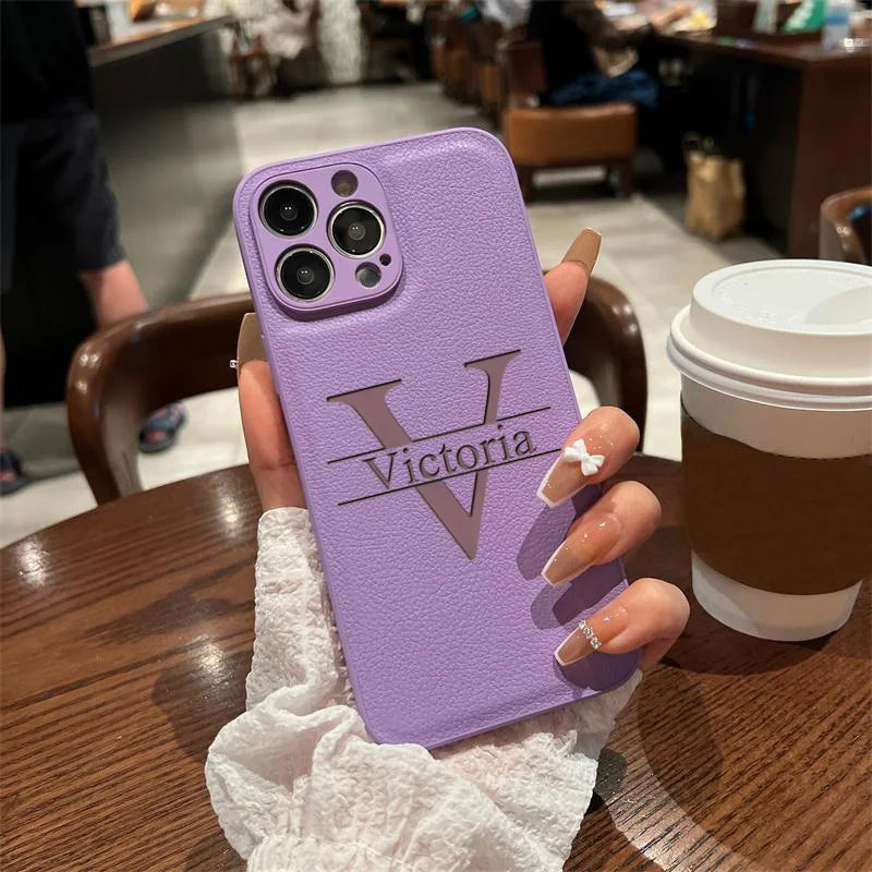 Personalized Name DIY Phone Case for iPhone 16 15 14 13 12 11 Pro Max Plus Customizable Big Letter Engraved Fashion Gift Cover