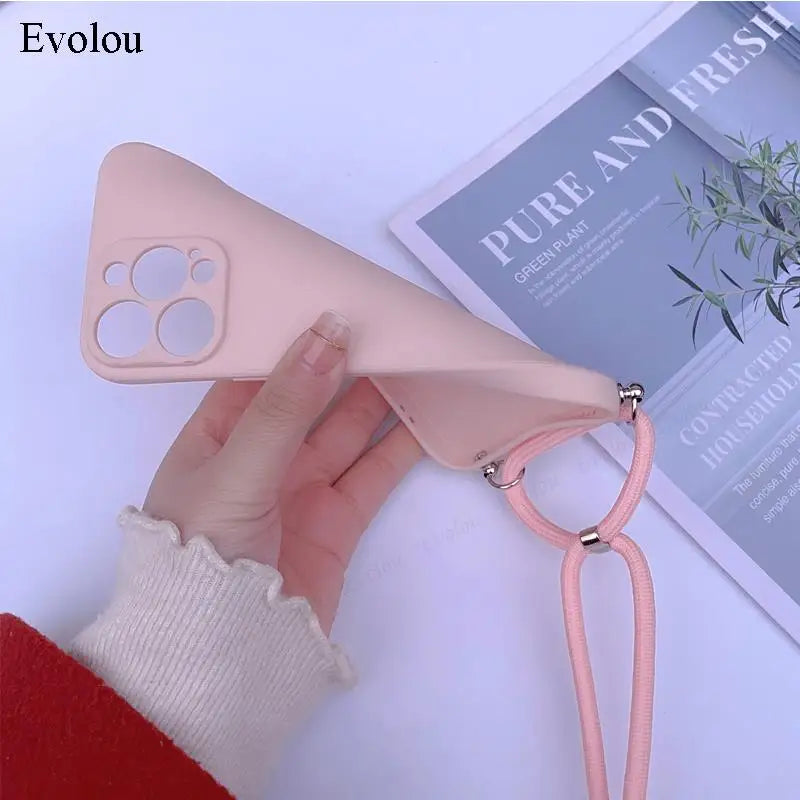 Liquid Silicone Crossbody Lanyard Case For Nothing Phone 2 One 1 Lens Protection TPU Shockproof Cover For Nothing Phone Two One
