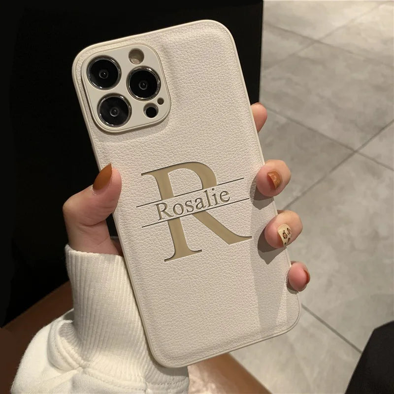Personalized Name DIY Phone Case for iPhone 16 15 14 13 12 11 Pro Max Plus Customizable Big Letter Engraved Fashion Gift Cover