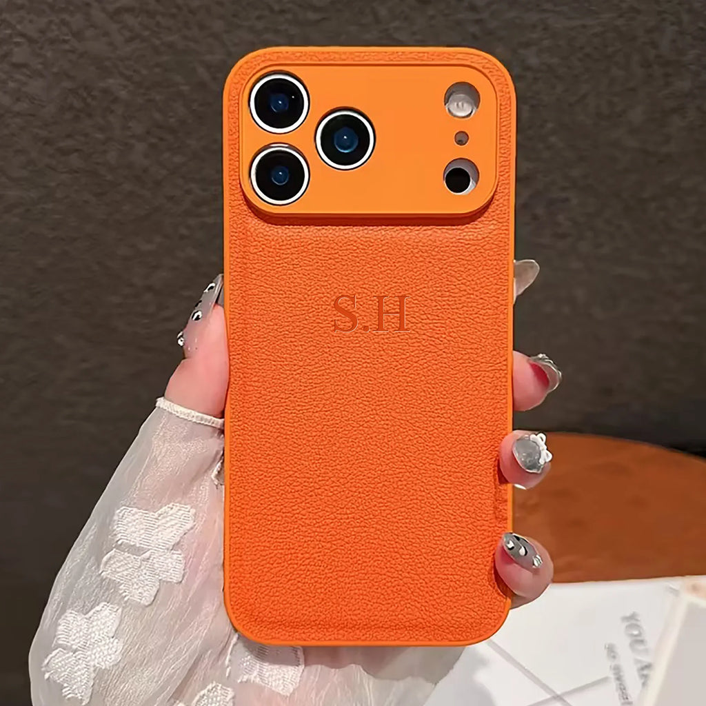 Personalized Phone Case For iPhone 17 16 15 14 13 12 11 Pro Max Plus 17Air Luxury PU Leather Customized Initials Name Gift Cover