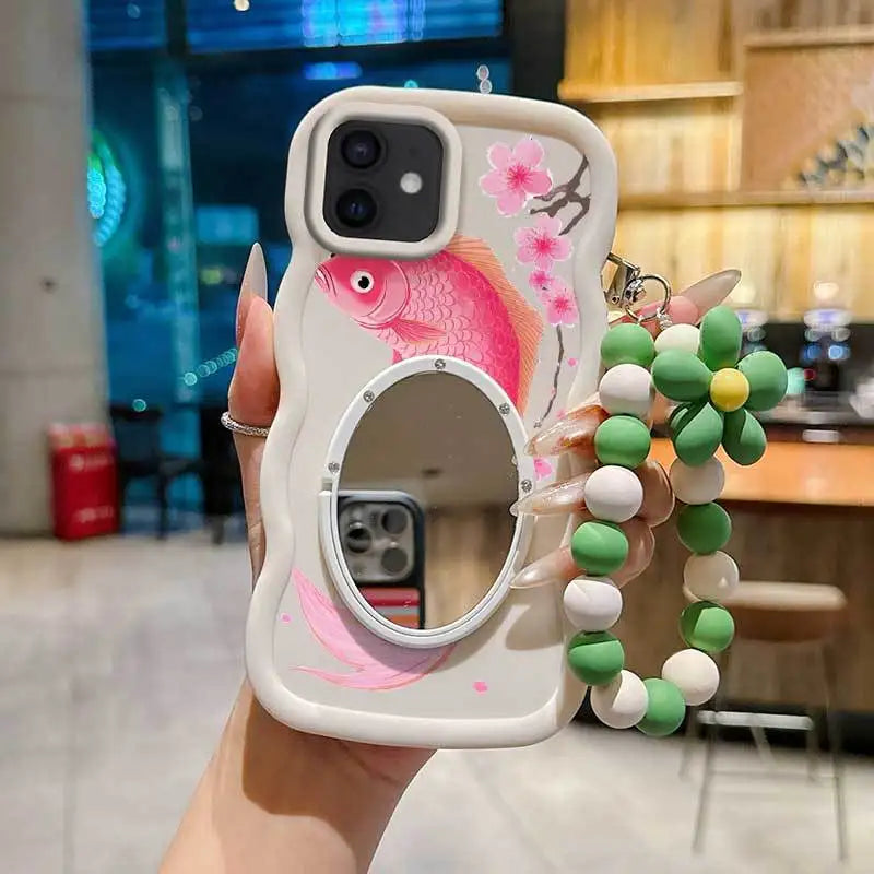 3 Pcs(Light Delicate Petals Phone Case+Lanyard+Stand)Phone Case for IPhone