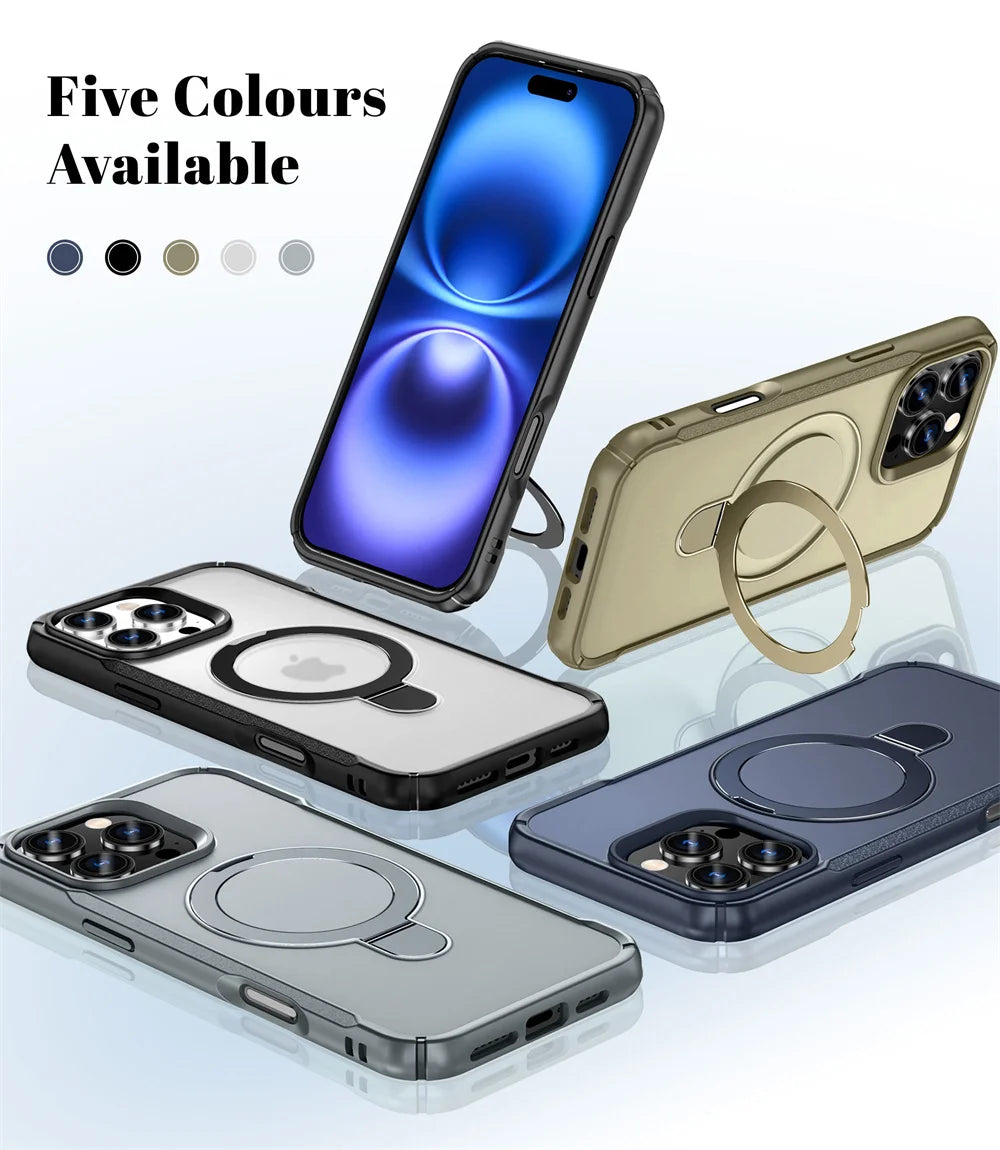 For Magsafe Wireless Charge Fold Magnetic Stand Phone Case For iPhone 15 16 17 Pro Max 16E 14 13 12 11 Anti-slip Bumper Cover
