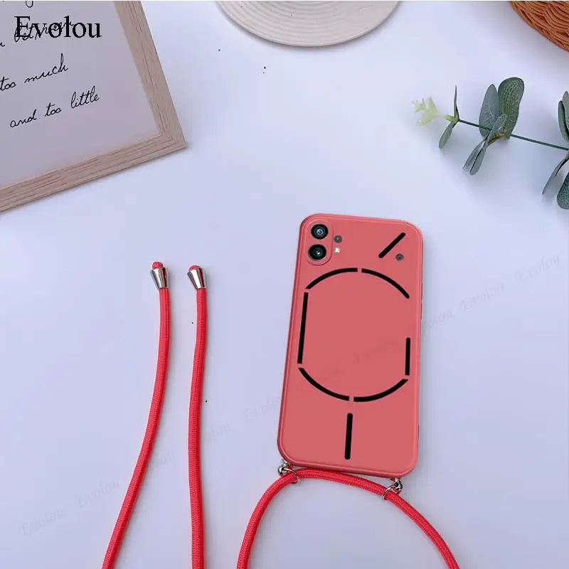 Liquid Silicone Crossbody Lanyard Case For Nothing Phone 2 One 1 Lens Protection TPU Shockproof Cover For Nothing Phone Two One
