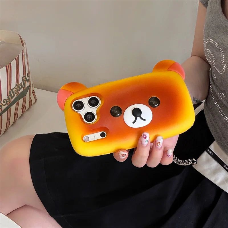 Phone case suitable for iPhone | Funny burnt bread bear | Silicone cartoon | Gift style | Phone case 13 14 15 16 17 Pro Max