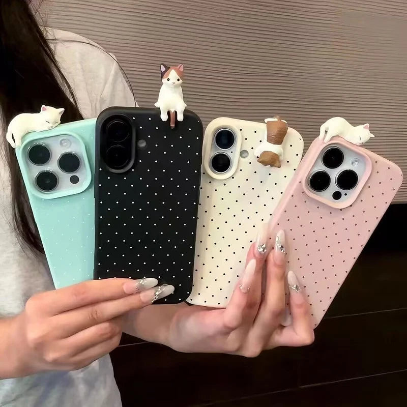 Korea Lovely Polka Dot Pattern Soft Phone Case For iPhone