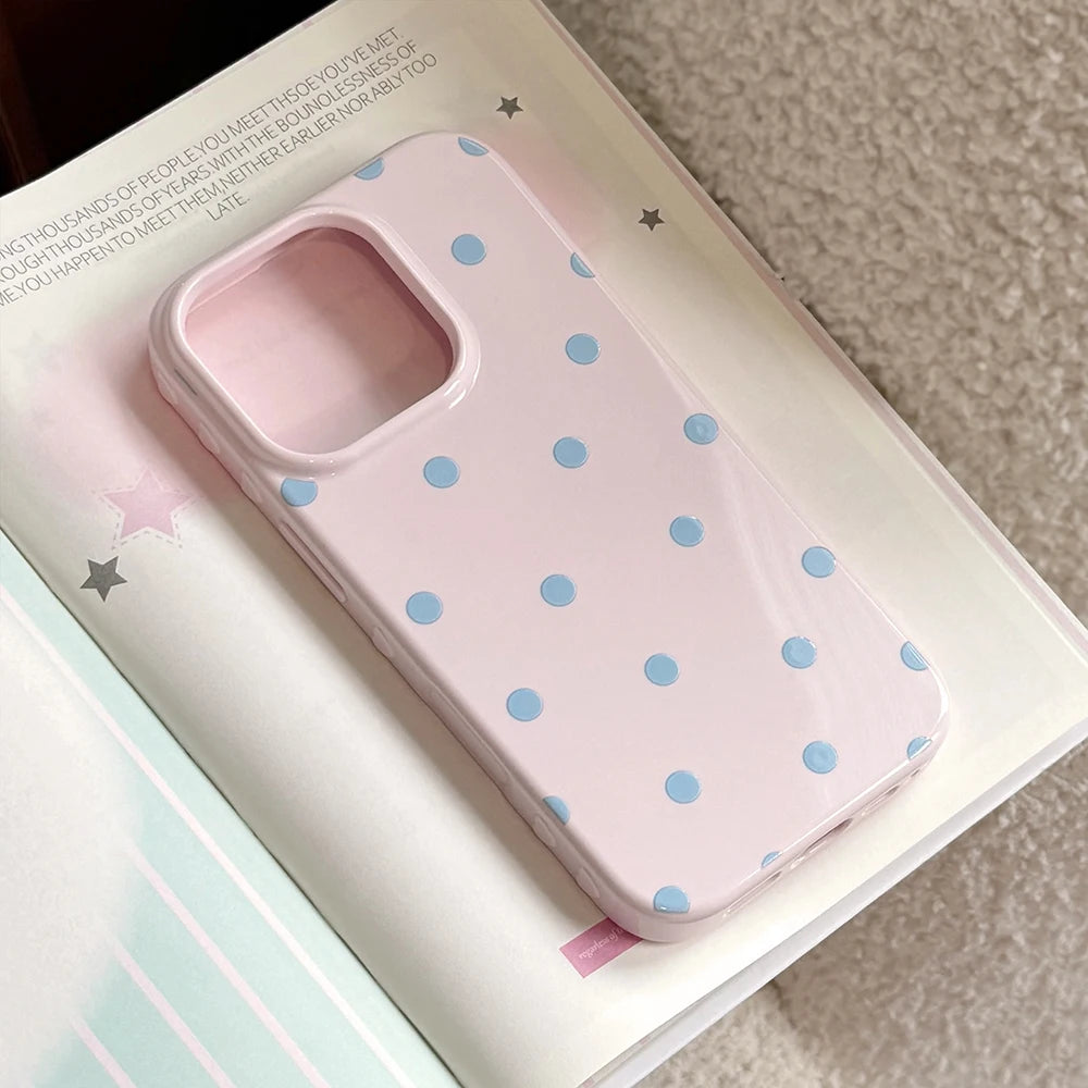INS Lovely Polka Dot Cute Soft Phone Case for iPhone