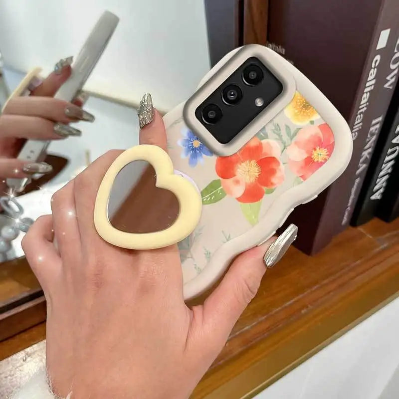 Pinkish-colored Flowers Phone Case+Lanyard+Stand Phone Case for Samsung Galaxy