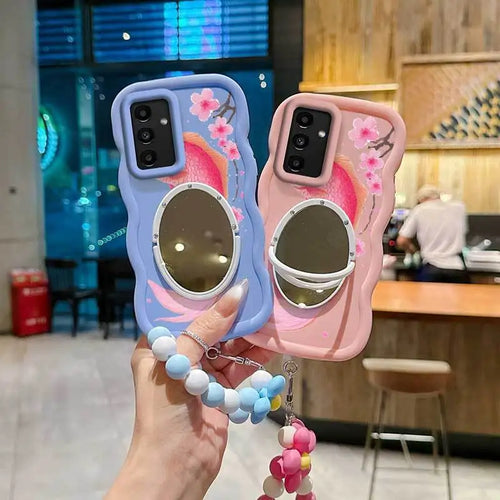 3 Pcs(Light Delicate Petals Phone Case+Lanyard+Stand)Phone Case for Samsung Galaxy