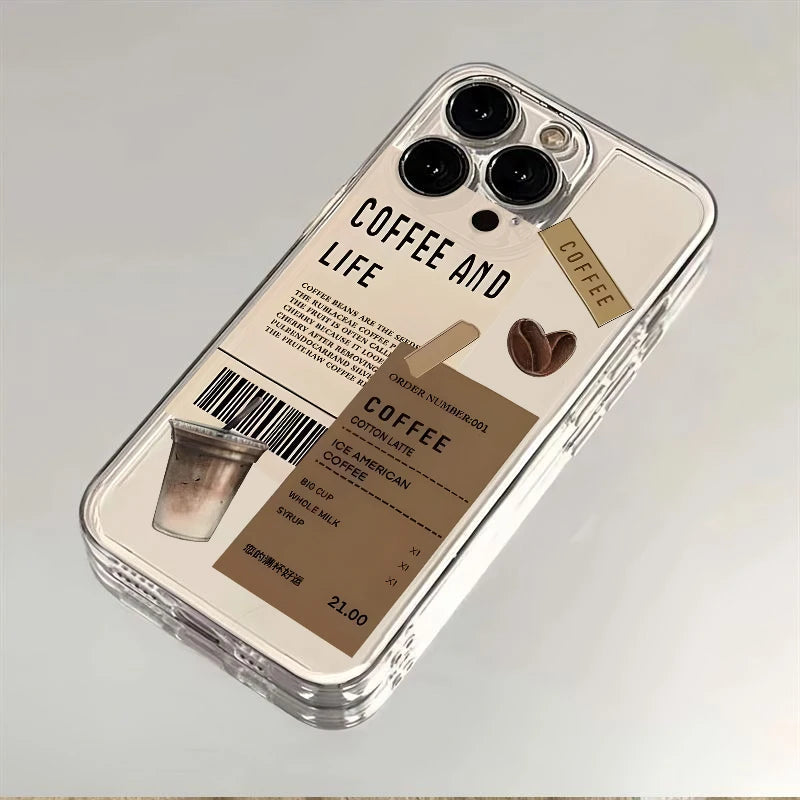 Coffee Phone Cases For iPhone 16 15 14 13 12 11 Pro Max XR 8 7 Plus 13 12 Mini Soft Transparent Cover