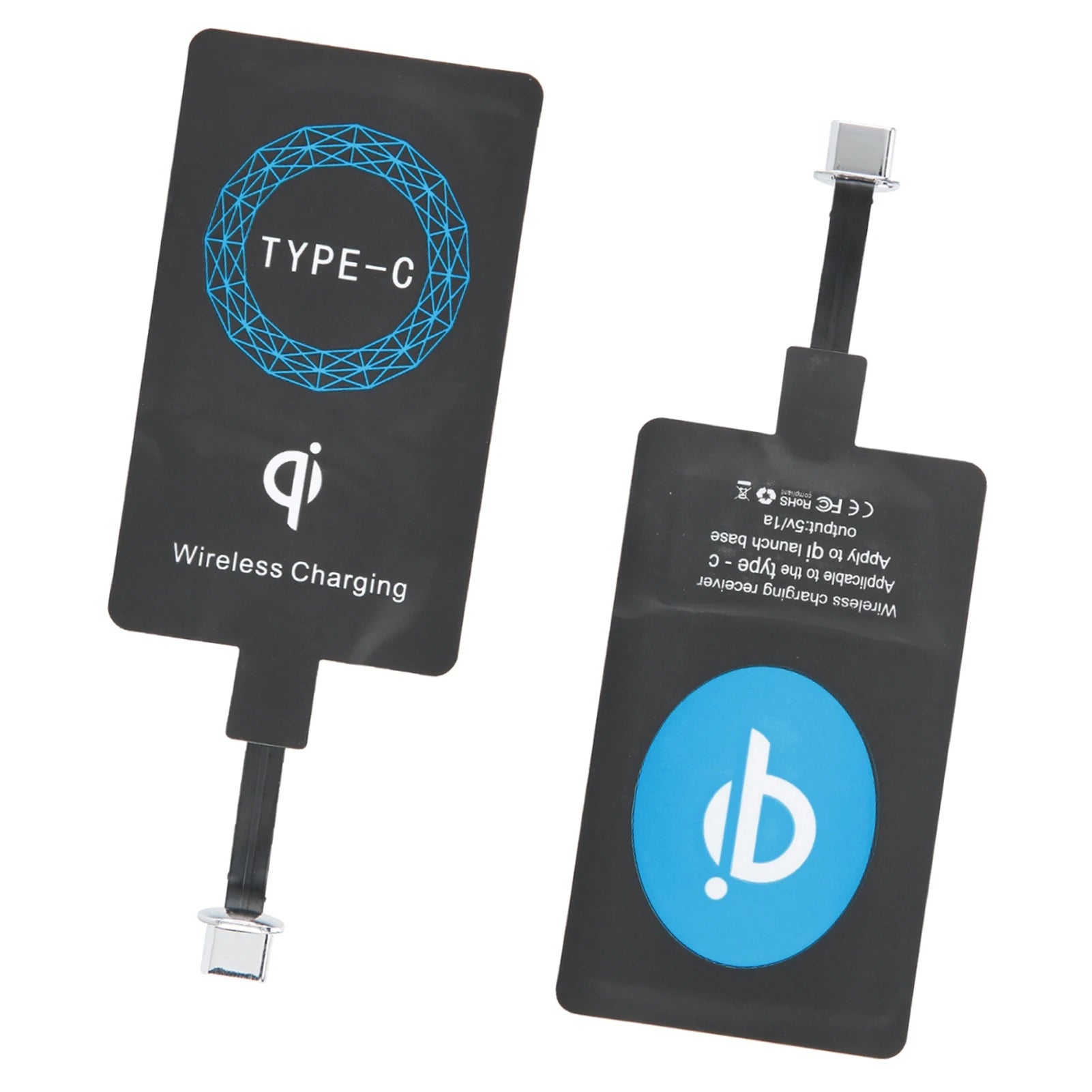 2PCS Type C Wireless Charger Adapter Portable Charging Receiver Qi Enabled Fast Charging for Type C Mobile Phone Car Travel Home