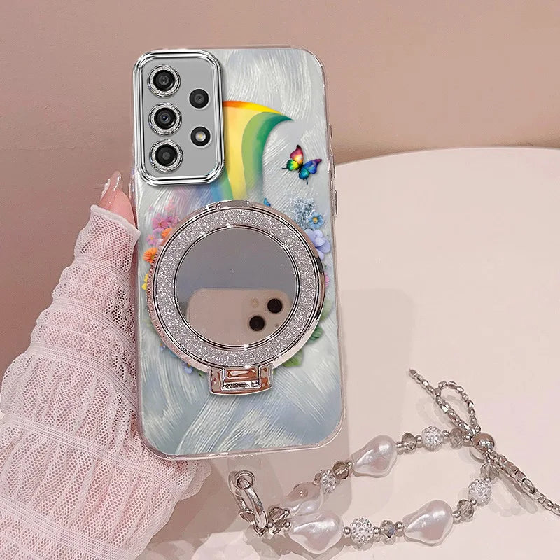 3pcs( Beautiful rainbow Phone Case+Lanyard+Stand) For Samsung Galaxy