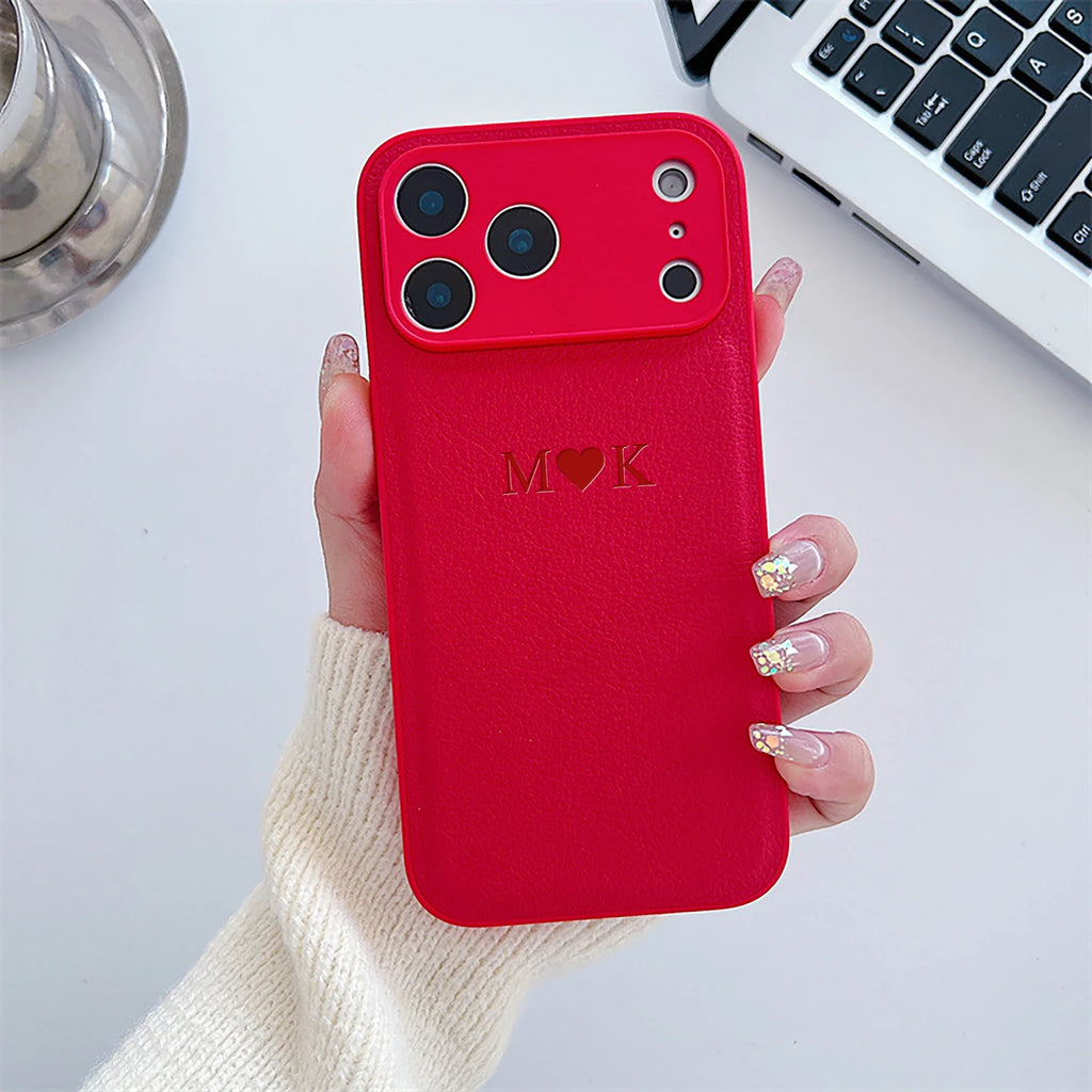 Personalized Phone Case For iPhone 17 16 15 14 13 12 11 Pro Max Plus 17Air Luxury PU Leather Customized Initials Name Gift Cover