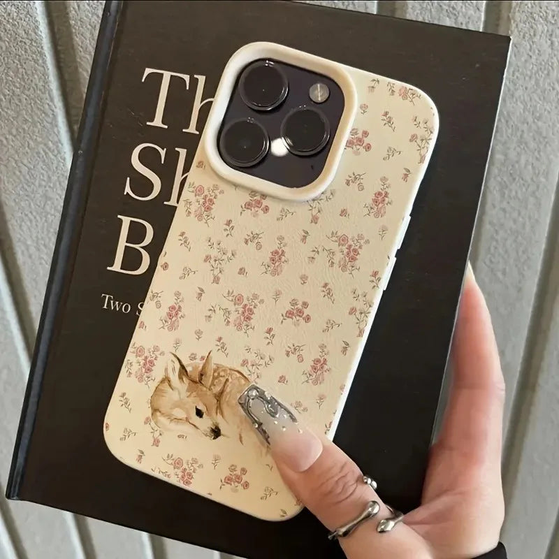 Cute Deer and Full Floral Pattern Design Shockproof Phone Case For iPhone