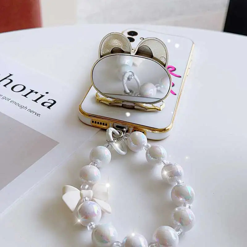 3pcs( Cute Flower Shape Phone Case+Lanyard+Rabbit Stand) For Samsung Galaxy